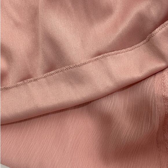 David's Bridal Long Flounced Halter Crinkle Chiffon Bridesmaid Gown Sedona Sz 6 - Picture 15 of 16